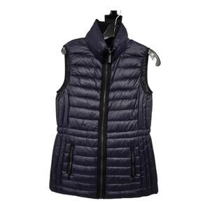 Michael Kors Packable Down Puffer Vest Women's SM Navy Full Zip Nylon Winter